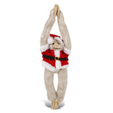 Santa Long Arm Hanging White Squirrel Monkey Stuffed Animal 21 Inches Beige Red Polyester