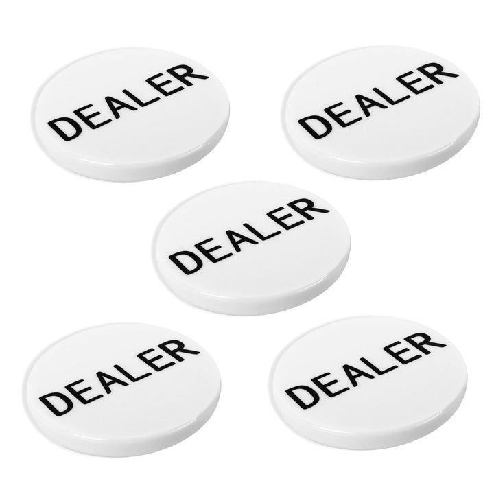 5-Pack 2" White Dealer Puck Buttons for Texas Hold'em Poker and Playing Card Games Button