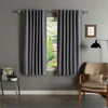 63 Inch Girls Dark Grey Solid Color Blackout Curtain Panel Pair, Gray Color Window Drapes, Kids Themed Thermal Energy Efficient Rod Pocket Playful Luxurious, Polyester