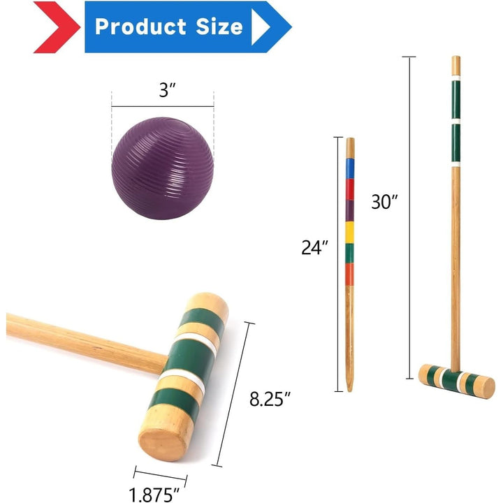 Classic 6-Player Croquet Set with 6 Balls 9 2 Stakes and A rrying