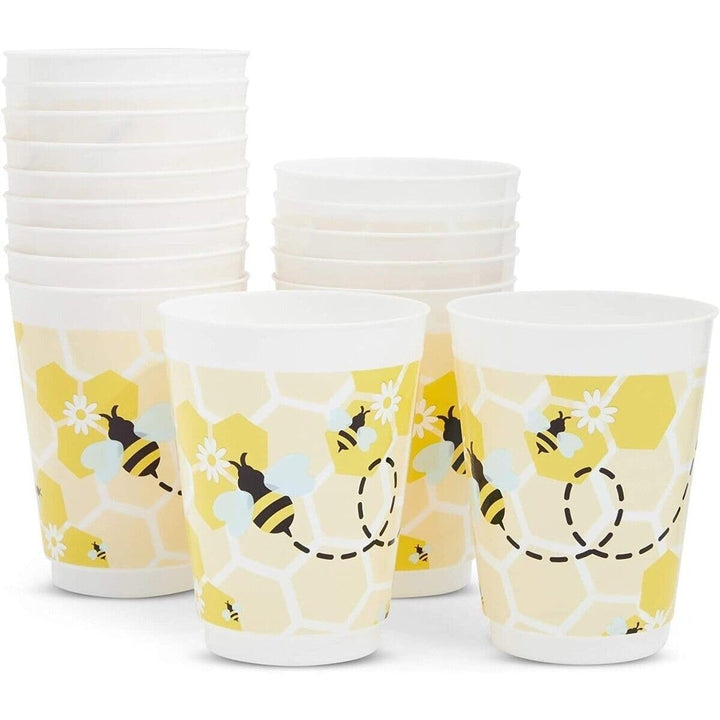 16-Pack Reusable Plastic Bumble Bee Baby Shower Party Cups Multi Color