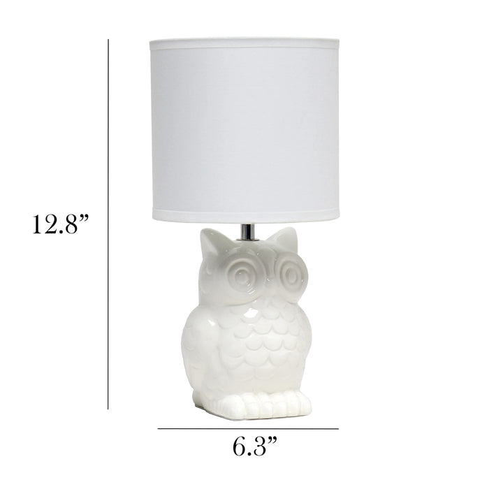 Simple Designs 12.8" Ceramic Owl Bedside Table Desk Lamp