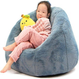 Small Bean Bag Chair for Kids 27in Blue Contemporary Polyester Removable Cover