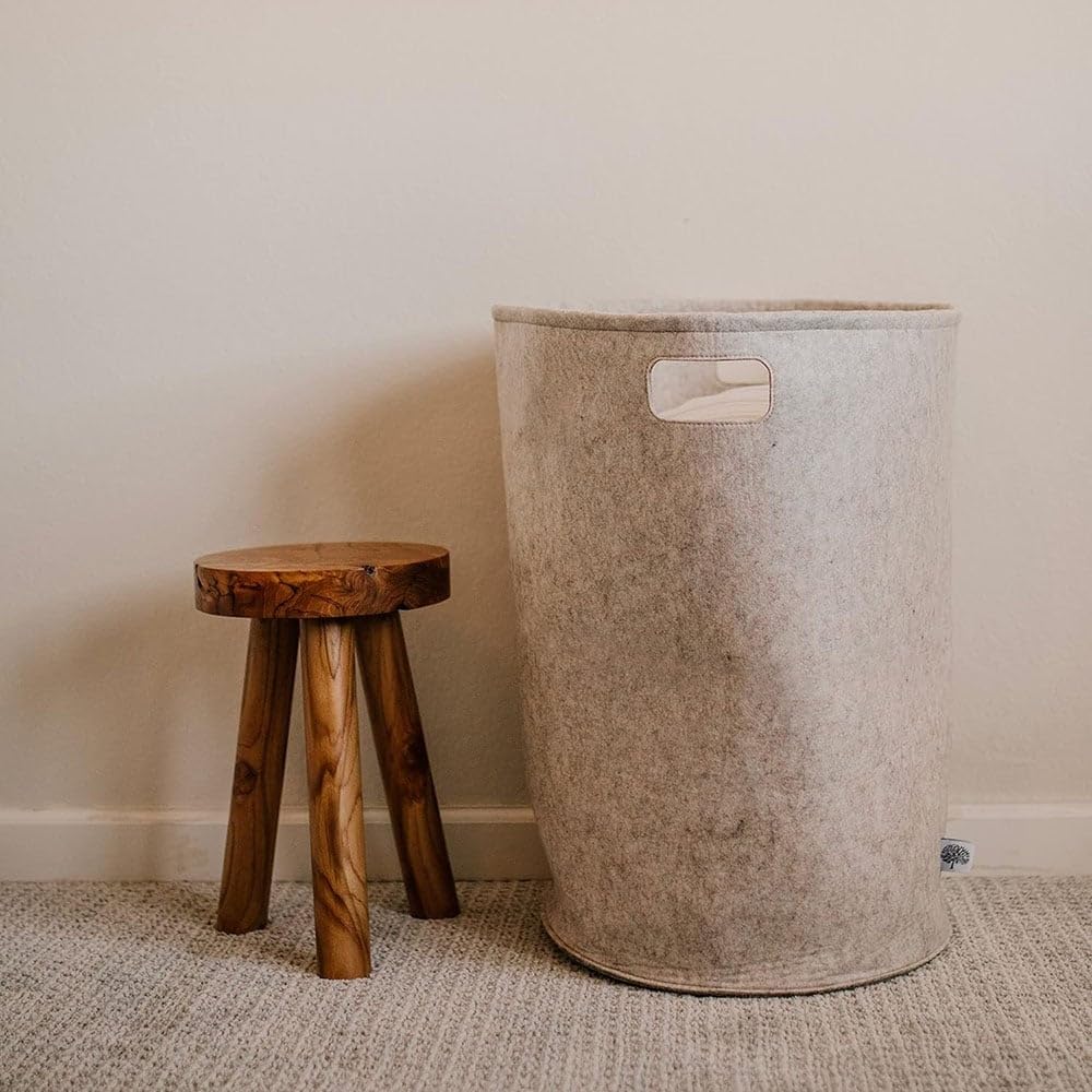 Laundry Hamper Felt Storage Basket and Baby Brown