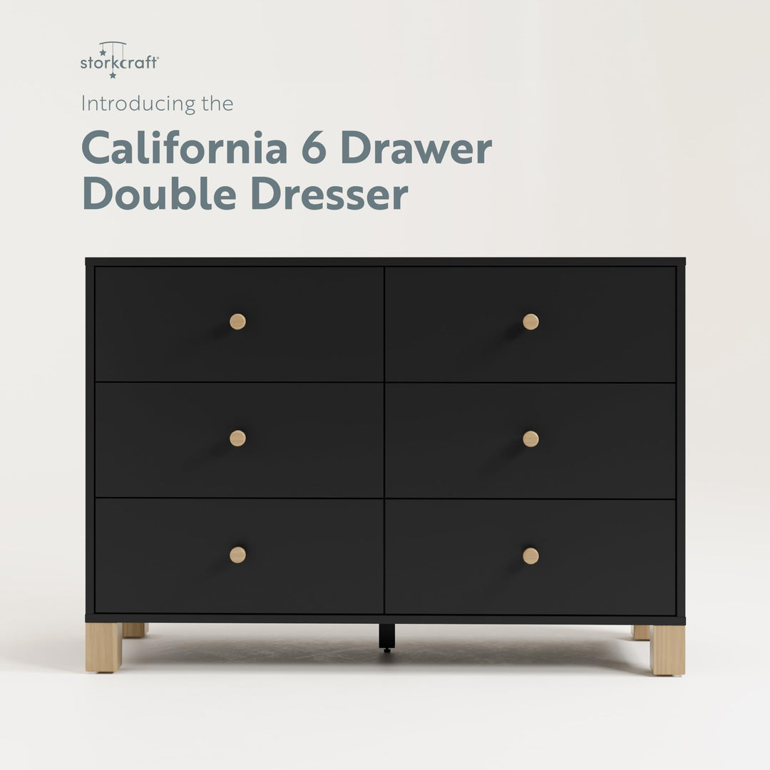 Storkcraft 6-Drawer Double Dresser (Black with Driftwood)