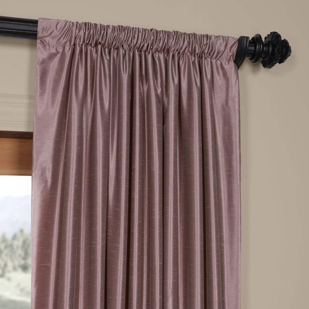 Exclusive Fabrics Smokey Plum Vintage Textured Faux Dupioni Silk Curtain Panel