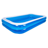 10' Blue and White Inflatable Rectangular Swimming Pool Plastic