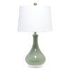 Elegant Designs LT3312-SGE 26.25" Polished Contemporary Ceramic Tear Drop Shaped Table Lamp with White Fabric Tapered Drum Shade for Study, Nursery, Dining Room, Bedroom, Living Room, Sage Green