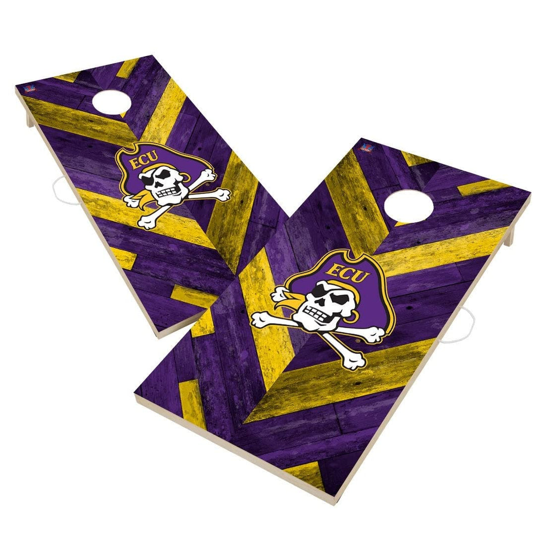 East Carolina University ECU Pirates Cornhole Board Set Herringbone Design