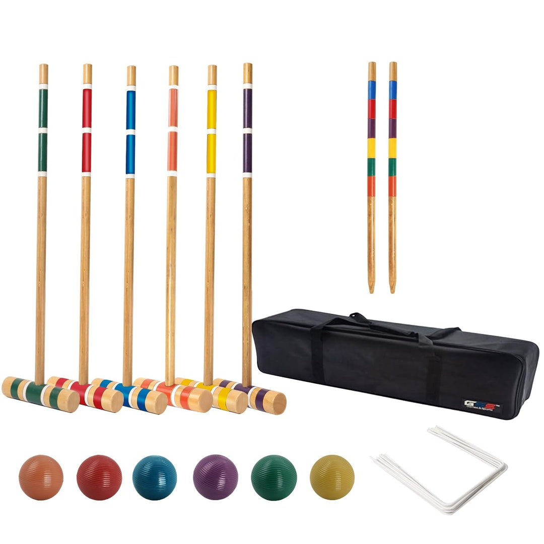 Classic 6-Player Croquet Set with 6 Balls 9 2 Stakes and A Carrying Case