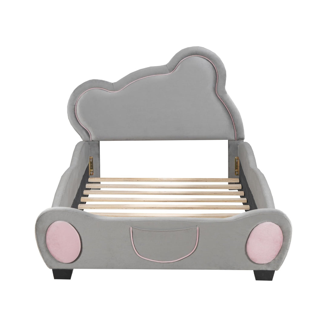 Twin Size Bed Kids Grey Modern Contemporary Traditional