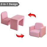 2-in-1 Multifunctional Convertible Kids Table and Chair Set Pink