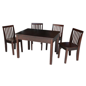 International Concepts Table With 4 Mission Juvenile Chairs, Rich Mocha