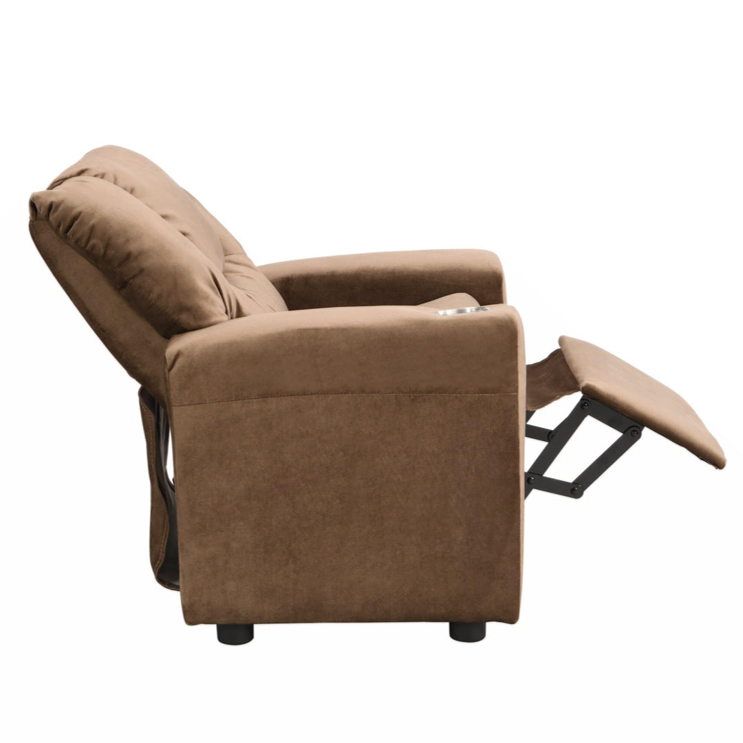 Kids Recliner Chair Upholstered Couch with One Cup Holder Footrest