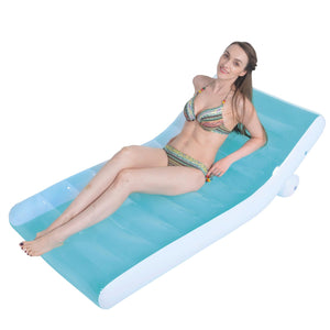 66.5" Blue and White Inflatable Pool Lounger Float Plastic