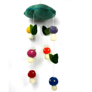 Handmade Felt Mushroom Mobile (Nepal) Multi Color Cloth