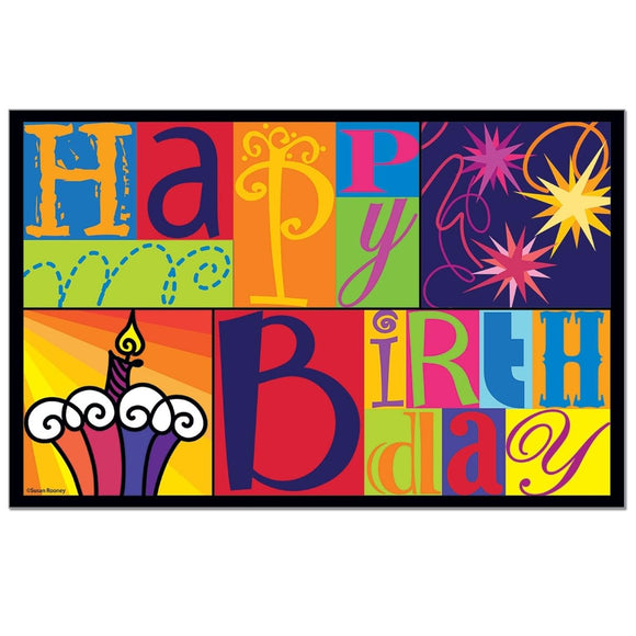 Paper Placemat Bright Birthday 24-Pack Multi Color Rectangle