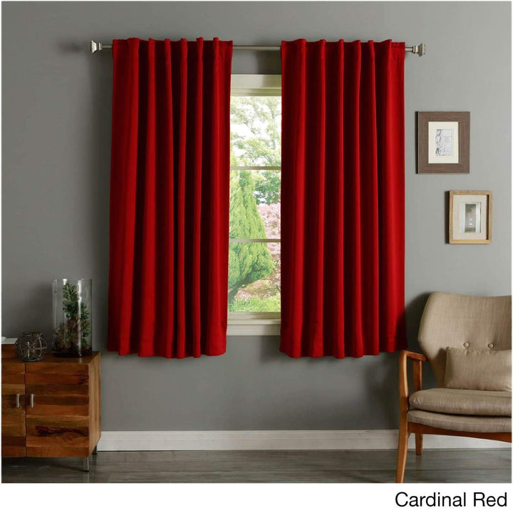 63 Inch Girls Cardinal Red Solid Color Blackout Curtain Panel Pair, Red Color Window Drapes, Kids Themed Thermal Energy Efficient Rod Pocket Playful Luxurious, Polyester