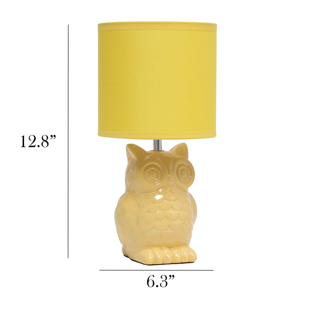 Simple Designs 12.8" Ceramic Owl Bedside Table Desk Lamp