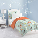 Kids Unisex Mint Orange Woodland Comforter Twin Set Green Safari