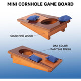 Mini Tabletop Cornhole Toss Game Set with 8 Bean Bags Wooden Office