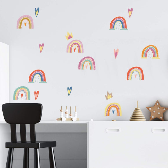 Hand-Drawn Rainbows Love Children Wall Sticker Nursery Multi Color