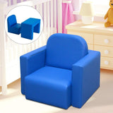 2-in-1 Multifunctional Convertible Kids Table and Chair Set Blue Modern Contemporary Plastic Cushioned Seat