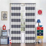 84 Inch Grey White Rugby Stripes Curtain Single Panel, Gray Color Drapes Cabana Striped Pattern Window Treatments, Nautical Sports Themed Horizontal Lines Design, Kids Teen Polyester