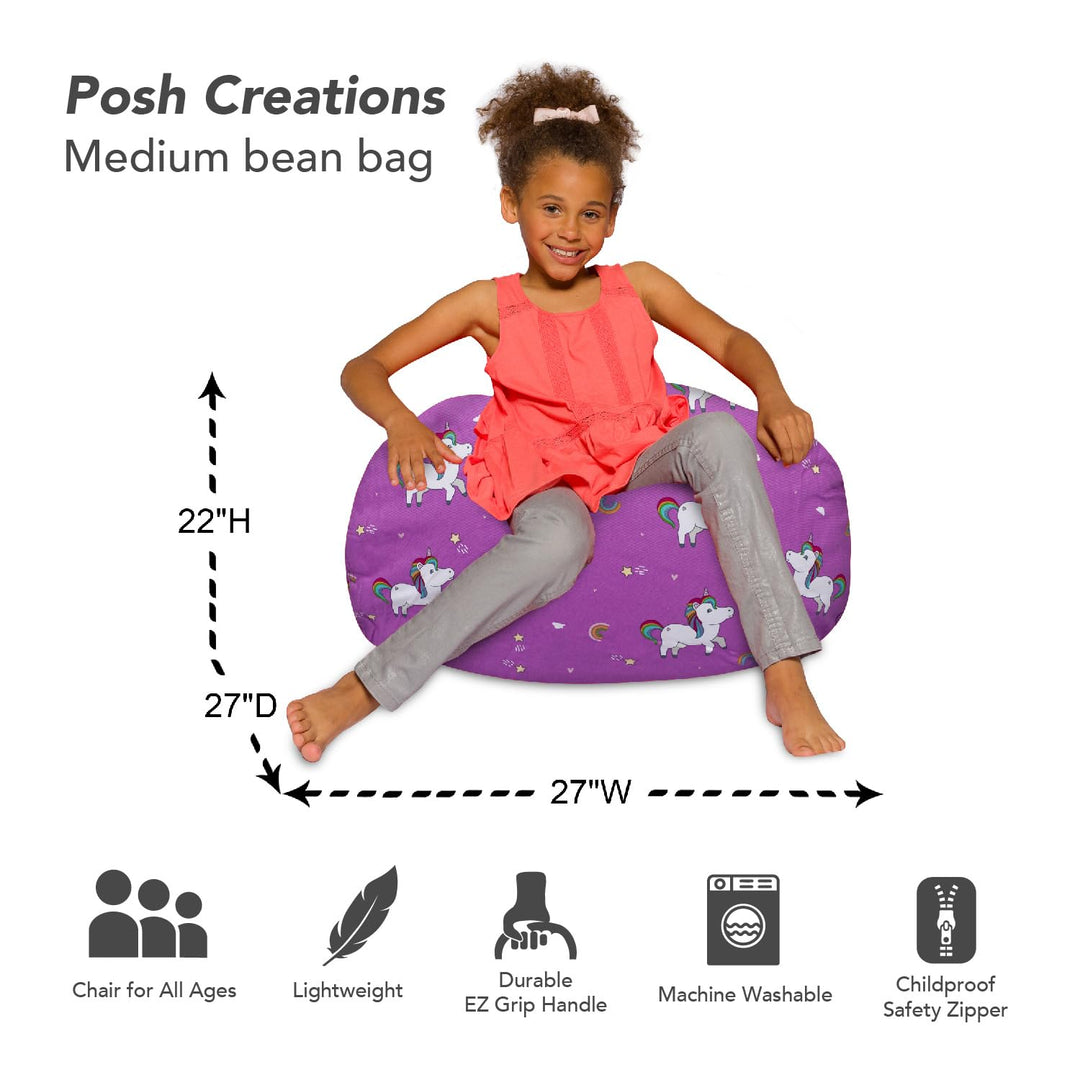 Posh Beanbags Bean Bag Chair Large-38in Canvas Birds