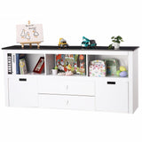 Kids Toy Storage Cabinet White Modern Contemporary MDF Natural