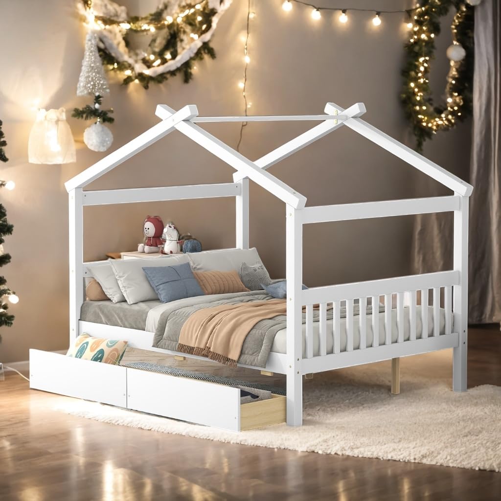 Bed Playhouse Design Full Size Kids White Mid-Century Modern