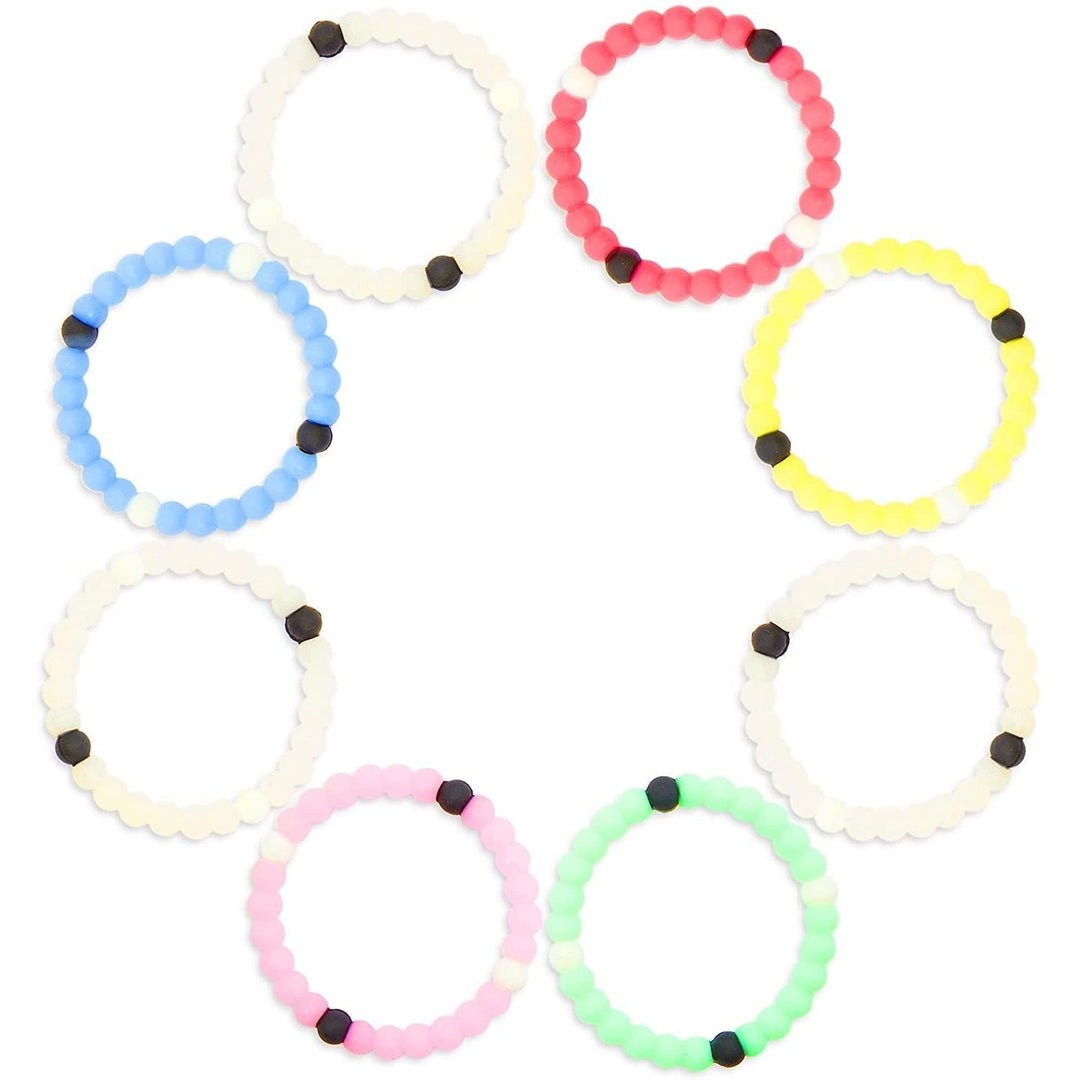 Rubber Beaded Bracelets Girl Jewelry for Women Men Kids Teens (8 Pack)