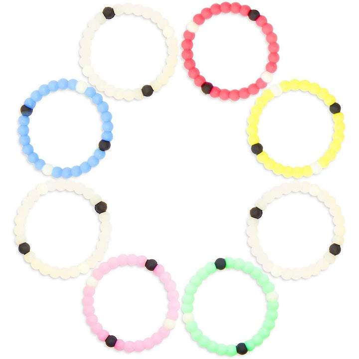 Rubber Beaded Bracelets Girl Jewelry for Women Men Kids Teens (8 Pack)