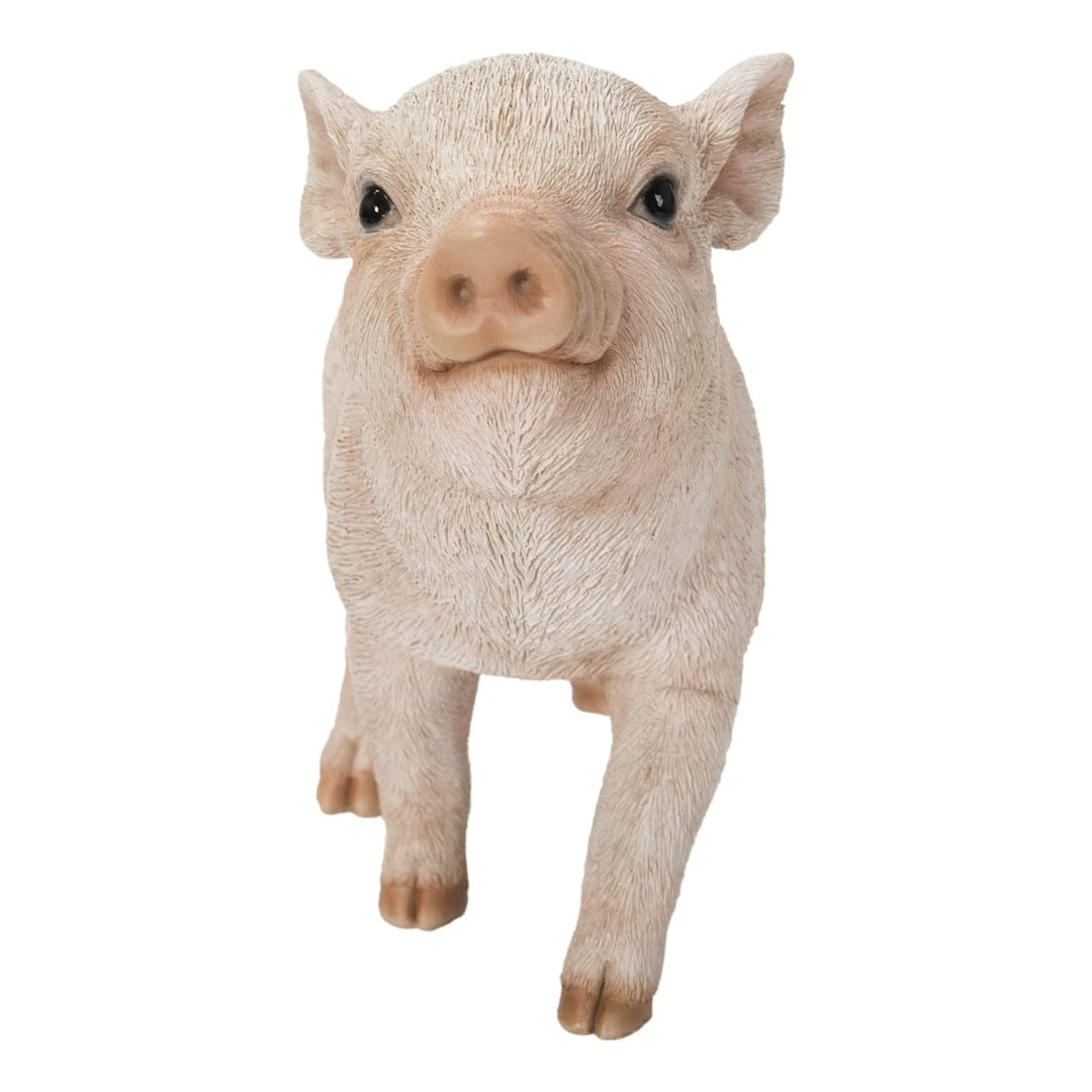 Baby Pig Standing Pink Ultra Realistic Garden Statue Multi Color Polyresin