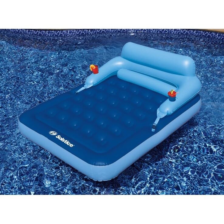 80-inch Inflatable Blue Malibu Pool Mattress with Removable Back