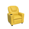 Pu Leather Kids Recliner with Cup Holder and Headrest Yellow Modern