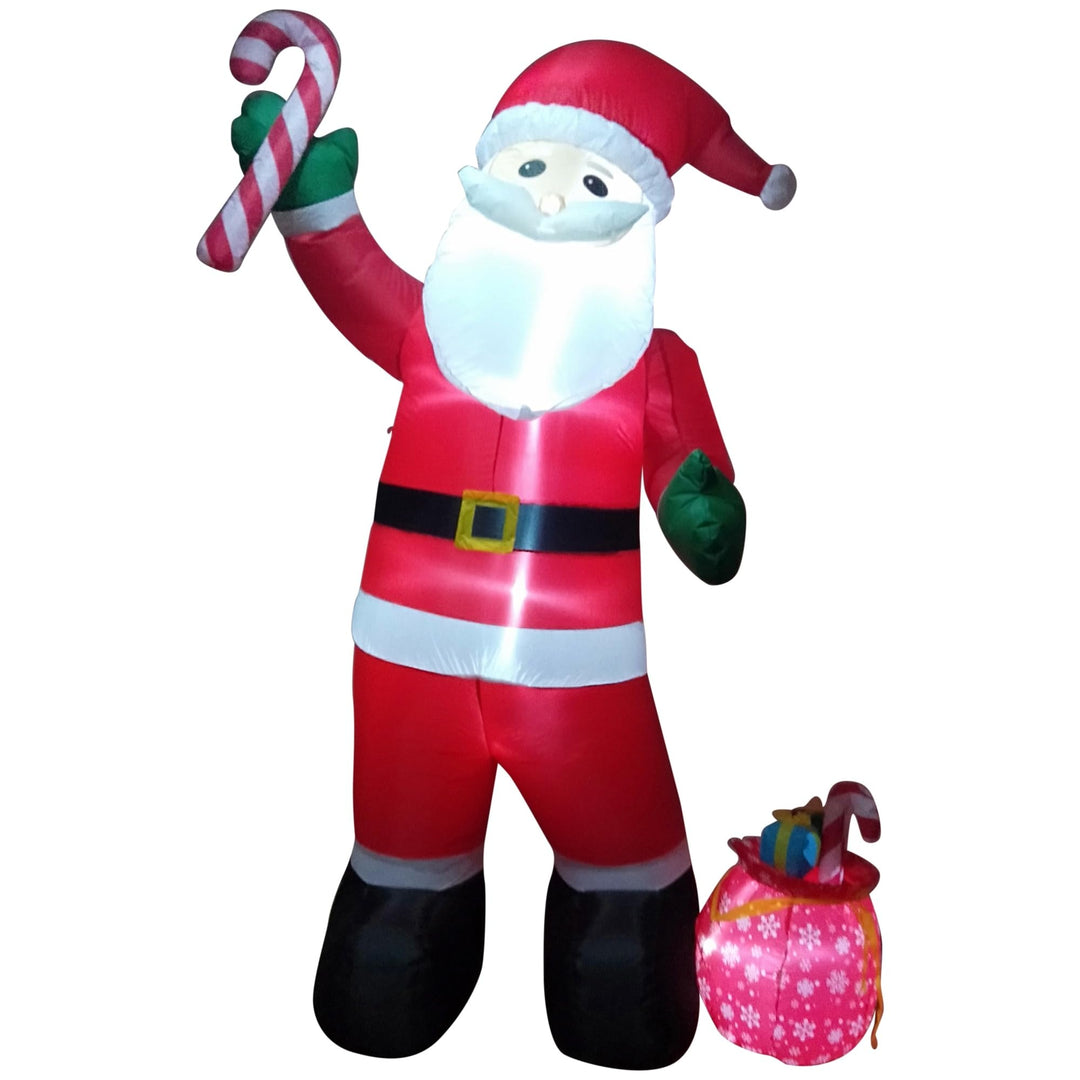 8' Inflatable Santa Claus with Toy Sack Outdoor Christmas Decoration Red Synthetic Fiber