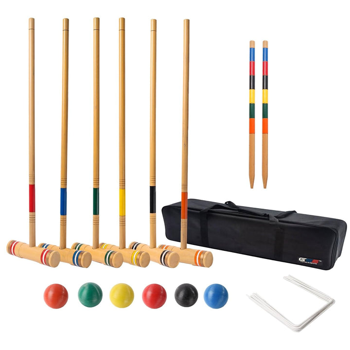 Deluxe 6-Player Player Croquet Set with 6 Balls 9 2 Stakes and A Carrying Case