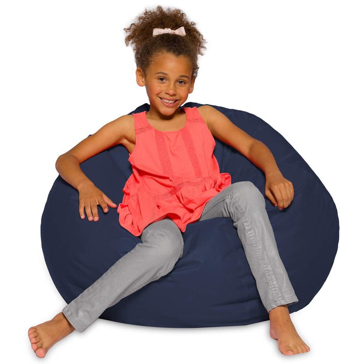 Posh Beanbags Bean Bag Chair, Large-38in, Solid Navy Blue