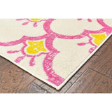 Shining Scales Cream/Pink Kids Area Rug (5' X 7') Ivory Graphic Modern