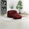 Wine Red Comfort Lounger Footstool Indoor Chair Fur Lazy Sofa Bean Bag