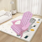 Outdoor Pink Wood Children Chair Modern Contemporary Finish Arm