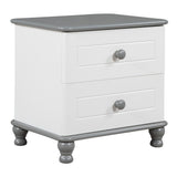 Wooden Nightstand with Two Drawers for Table Bedroom Grey Wood