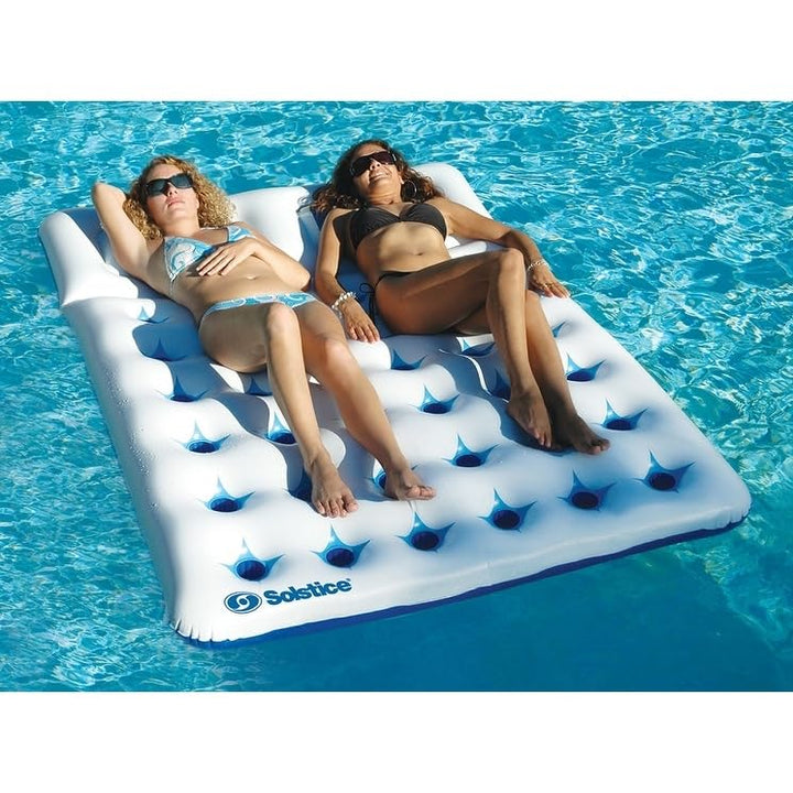 76-inch Inflatable White and Blue 18 Pockets Dual Window Pool Air