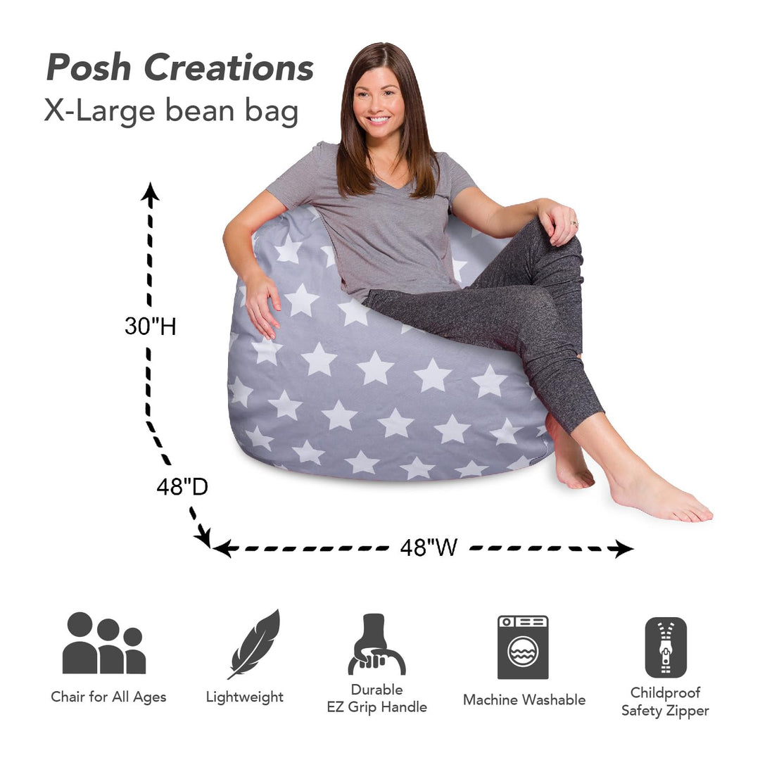 Posh Beanbags Bean Bag Chair Large-38in Canvas Birds