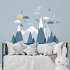 Blue Mountains and Glowing Sky Wall Stickers Nursery Kids Multi Color