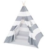 DalosDream Kids Teepee Tent with Mat & Carry Case- Kids Foldable Play Tent for Indoor Outdoor, Grey Canvas Teepee - Kids Playhouse - Portable Kids Tent