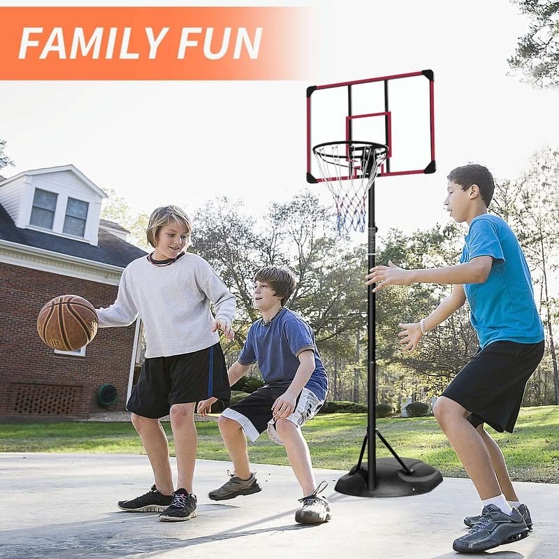 Portable Basketball Hoop System Stand Height Adjustable 7.5ft 9.2ft with 32 Inch Backboard and Wheels Black Iron