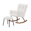 Lounge Recliner Chair Rocking Armchair for Mom and Baby Modern Glider with Soft Seat High Backrest White Solid Contemporary Wood Ottoman Included