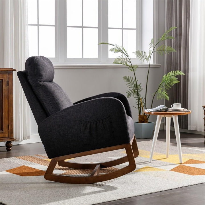 Modern Comfortable Nursery Rocking Chair for Living Room Black